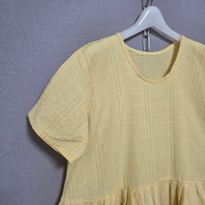 [BUNJANG] Yellow Check Linen Dress F / 엘로우체크 시원한 린넨 원피스 F  n4405