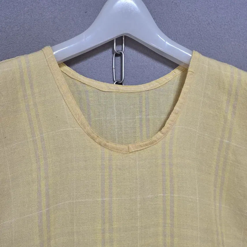 [BUNJANG] Yellow Check Linen Dress F / 엘로우체크 시원한 린넨 원피스 F  n4405