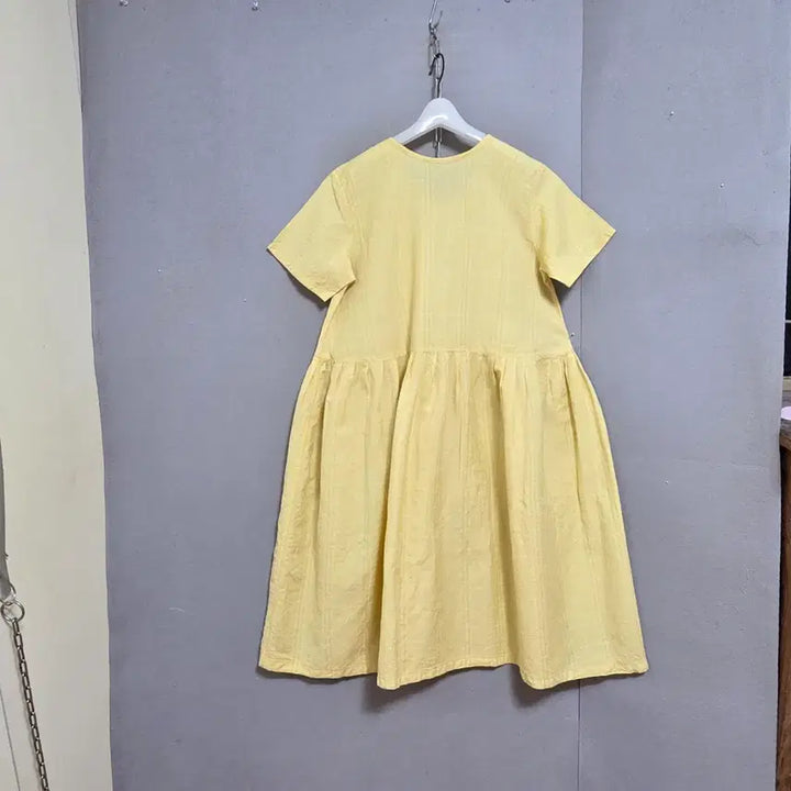 [BUNJANG] Yellow Check Linen Dress F / 엘로우체크 시원한 린넨 원피스 F  n4405