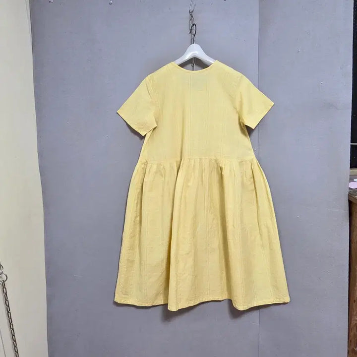 [BUNJANG] Yellow Check Linen Dress F / 엘로우체크 시원한 린넨 원피스 F  n4405