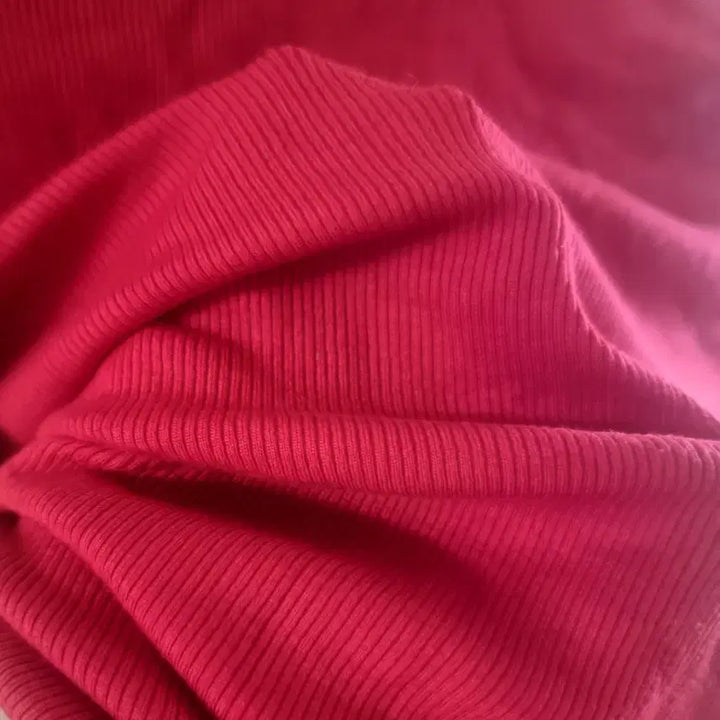 [BUNJANG] Red Crop Short Sleeve Ribbed T-shirt / 레드 크롭 반팔 골지 티셔츠 Free