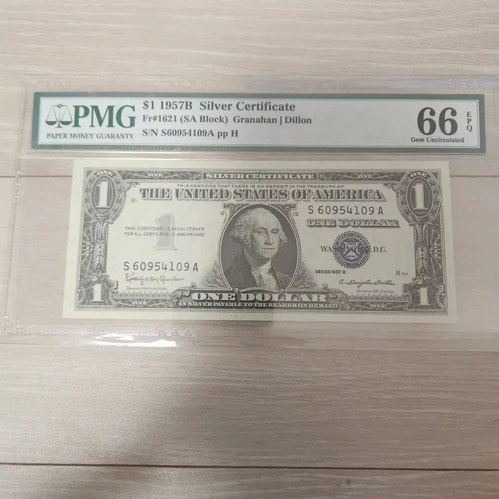 [BUNJANG] PMG 1957B 1 Dollar Silver Certificate Note / PMG 1957B 1달러 은태환권 66등급(블루씰)