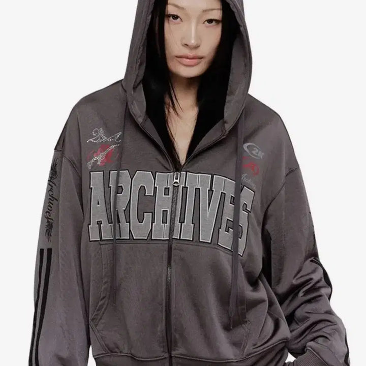 [BUNJANG] 2000 Archives Rosie Charcoal Hoodie Zip-up / 2000아카이브스 로지 후드 집업 차콜 ROSIE HOODIE ZIPUP