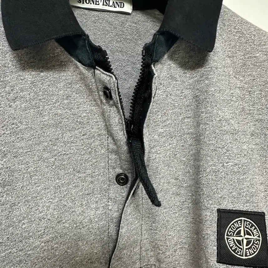 [SOLD OUT] 스톤아일랜드 그레이 카라 반팔 티셔츠 M