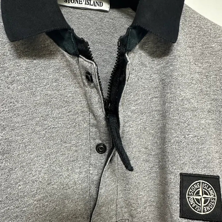 [SOLD OUT] 스톤아일랜드 그레이 카라 반팔 티셔츠 M