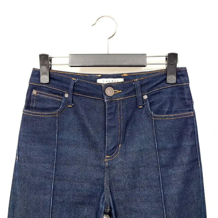 [BUNJANG] Sandro Double Stitch Slim Straight High-Waist Raw Denim Jeans / +산드로 더블스티치 슬림스트레이트 하이웨스트 생지 데님 Y906