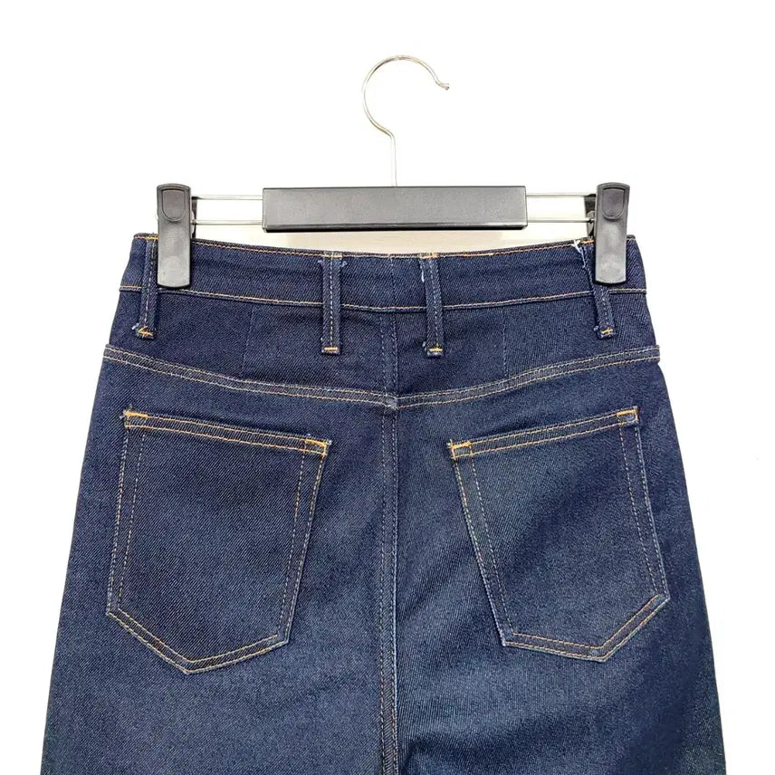 [BUNJANG] Sandro Double Stitch Slim Straight High-Waist Raw Denim Jeans / +산드로 더블스티치 슬림스트레이트 하이웨스트 생지 데님 Y906