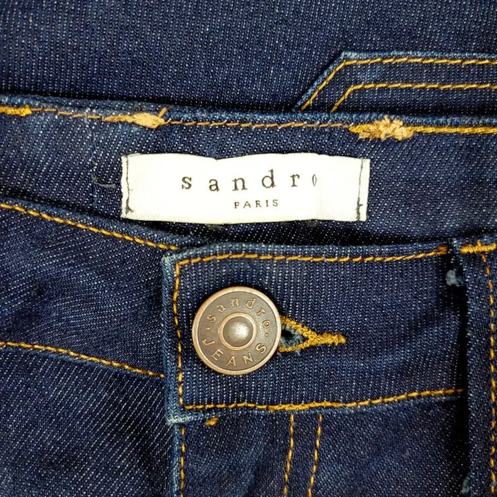 [BUNJANG] Sandro Double Stitch Slim Straight High-Waist Raw Denim Jeans / +산드로 더블스티치 슬림스트레이트 하이웨스트 생지 데님 Y906