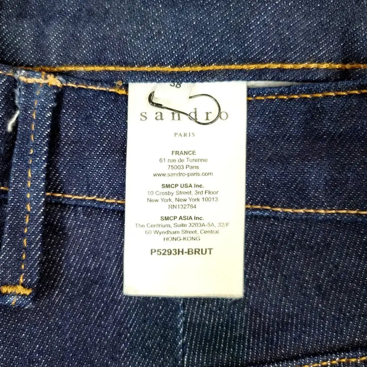 [BUNJANG] Sandro Double Stitch Slim Straight High-Waist Raw Denim Jeans / +산드로 더블스티치 슬림스트레이트 하이웨스트 생지 데님 Y906