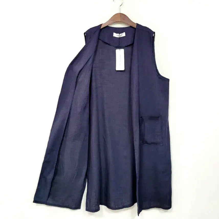 [BUNJANG] Studio Luks Navy Linen Open Vest / +스튜디오럭스 네이비 린넨 오픈 베스트 Y910