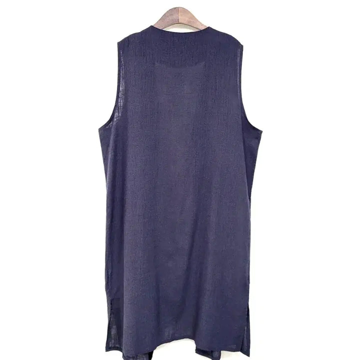 [BUNJANG] Studio Luks Navy Linen Open Vest / +스튜디오럭스 네이비 린넨 오픈 베스트 Y910