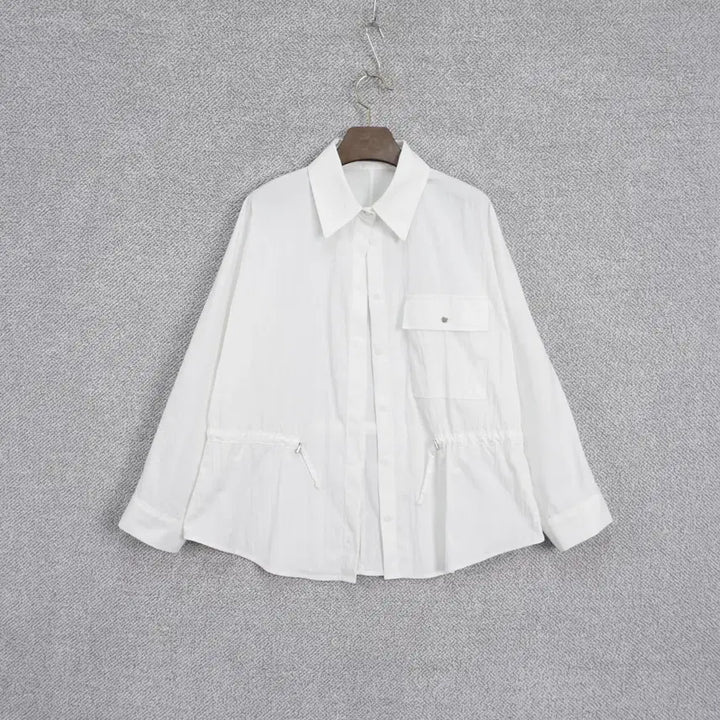 [SOLD OUT] 바나나 여성 바스락 셔츠형 허리끈 자켓 free