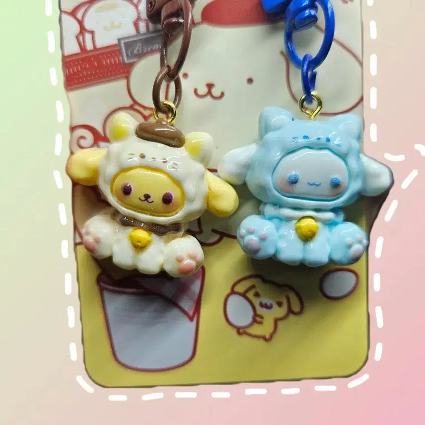 [BUNJANG] Pompompurin Cinnamoroll Charm Keyring Set / 폼푸 시나모롤 파츠 키링세트