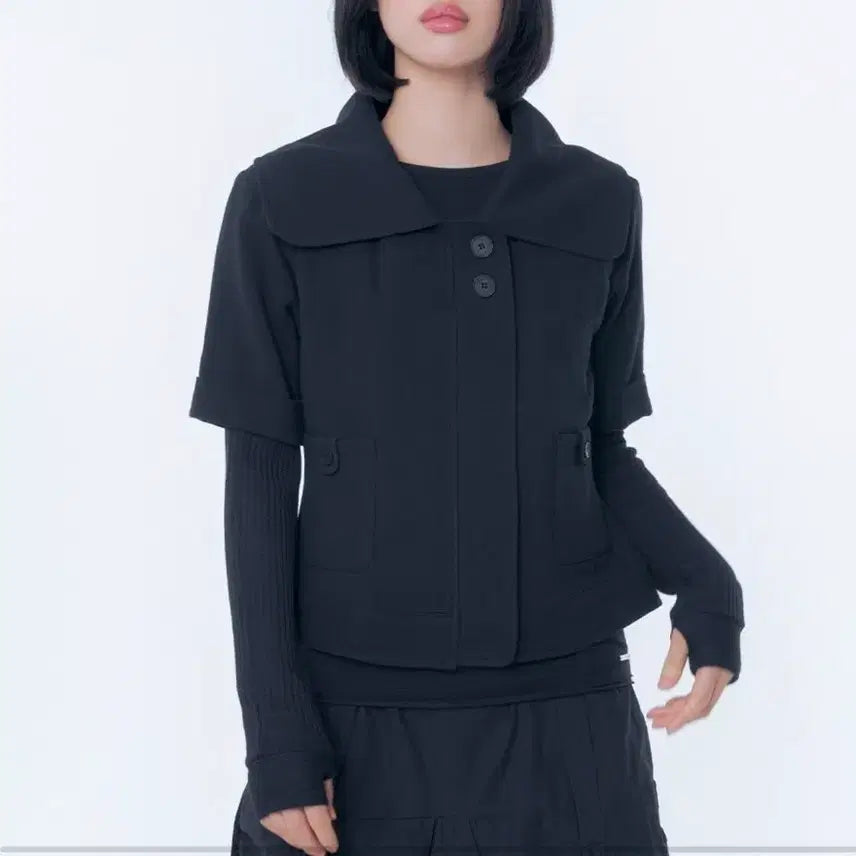 [BUNJANG] Miseki Seoul Rolled Button Short Sleeve Jacket / 미세키서울 Rolled button short sleeve jacket