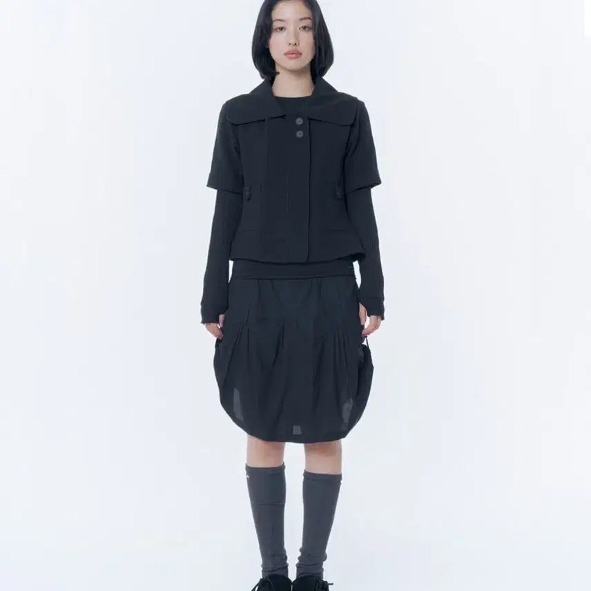 [BUNJANG] Miseki Seoul Rolled Button Short Sleeve Jacket / 미세키서울 Rolled button short sleeve jacket