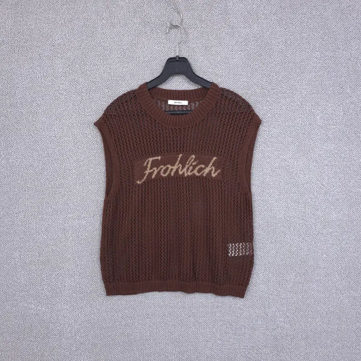 [BUNJANG] Edited 2024 Summer Stretch Crochet Mesh Vest (Brown) / 에디티드 2024 여성 썸머 신축성 크로셰 망사 베스트 조끼 55-66
