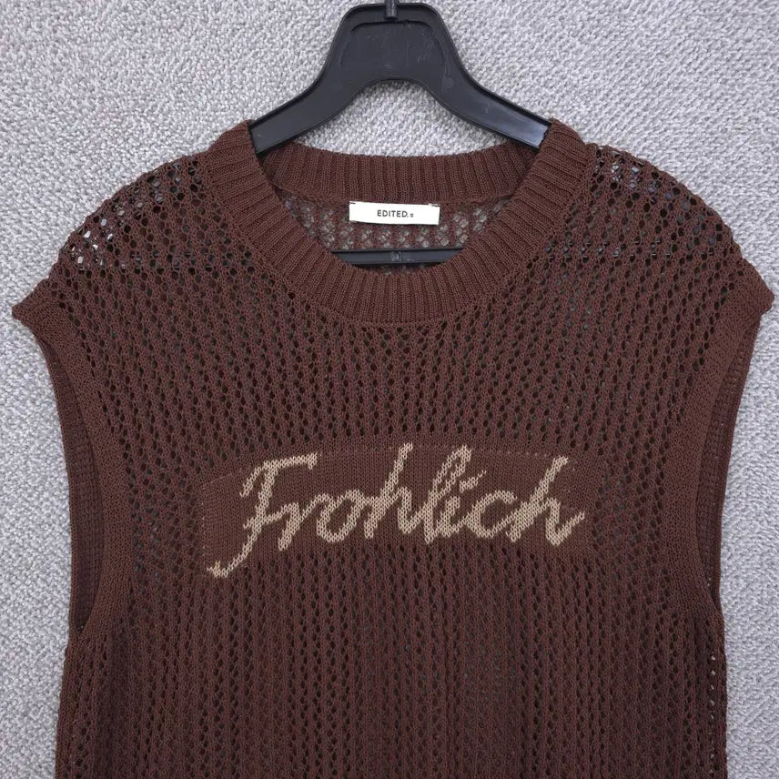 [BUNJANG] Edited 2024 Summer Stretch Crochet Mesh Vest (Brown) / 에디티드 2024 여성 썸머 신축성 크로셰 망사 베스트 조끼 55-66