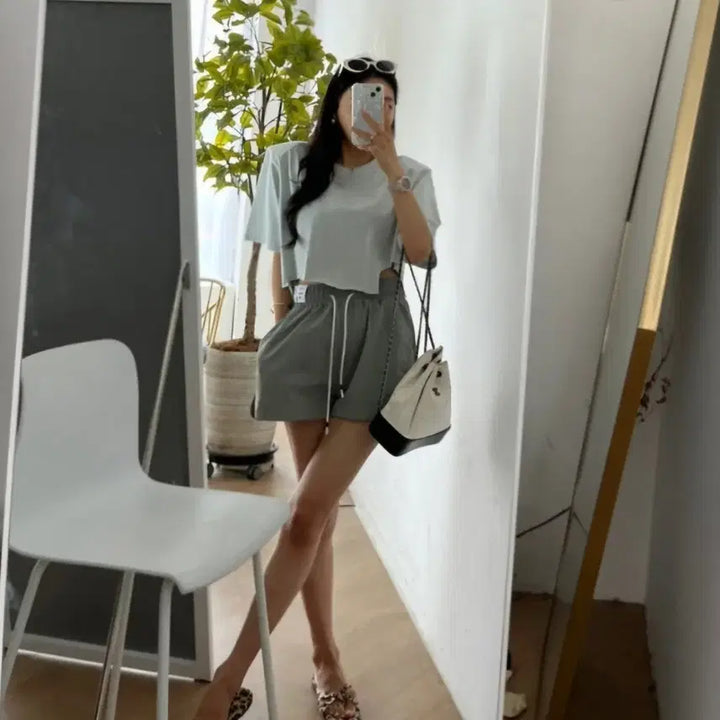 [BUNJANG] J.Fit Crop Pad Short Sleeve T-shirt / (새상품)제이핏 크롭 패드 반팔티 벨201 진바니 엔티크제이 벨201