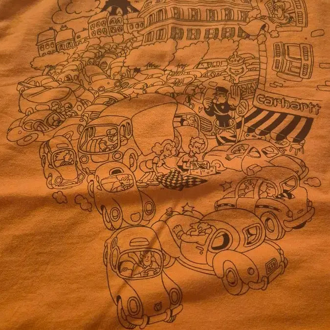 [BUNJANG] 칼하트 Picnic Paris 오렌지 반팔 티셔츠 2xl 실측 xl상태굿 / 칼하트 Picnic Paris 오렌지 반팔 티셔츠 2xl 실측 xl상태굿