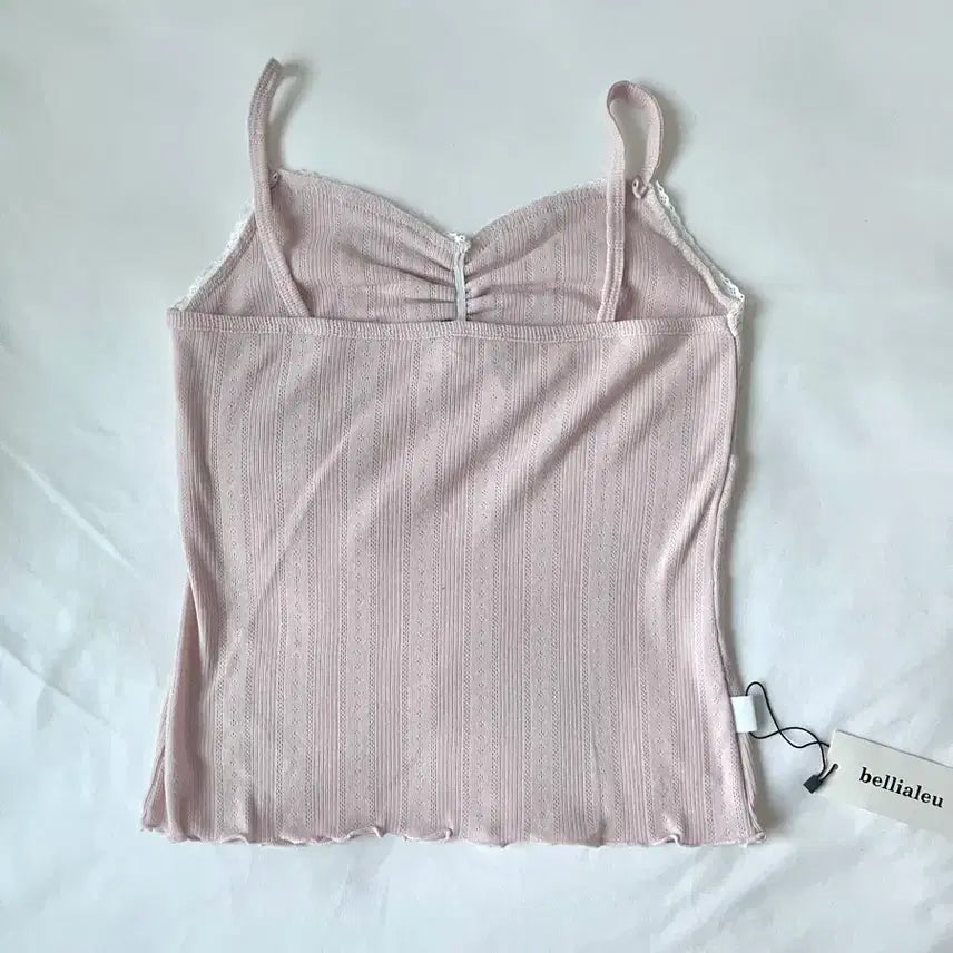 [BUNJANG] Vellire Sweetie Ribbon Sleeveless Top / (새상품)벨리아르 스위티 리본 슬리브리스 로지핑크 나시 레이스 워니하우스