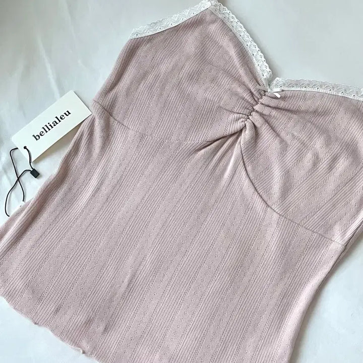 [BUNJANG] Vellire Sweetie Ribbon Sleeveless Top / (새상품)벨리아르 스위티 리본 슬리브리스 로지핑크 나시 레이스 워니하우스