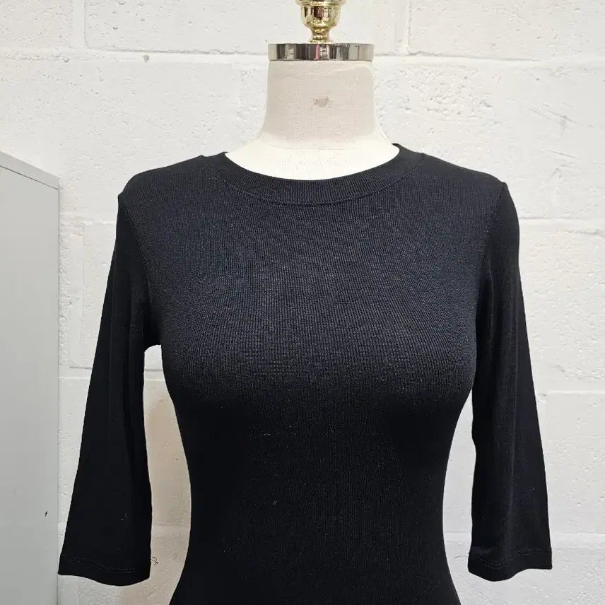 [SOLD OUT] 7부 골지 라운드 반팔- 블랙