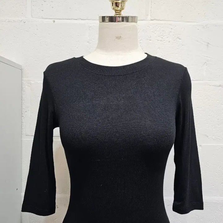 [SOLD OUT] 7부 골지 라운드 반팔- 블랙