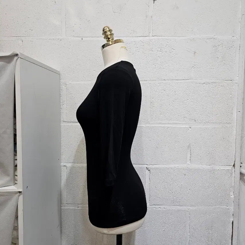 [SOLD OUT] 7부 골지 라운드 반팔- 블랙