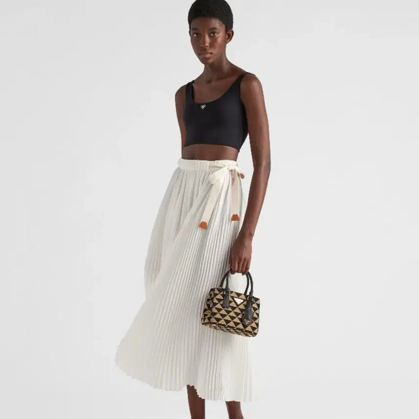 [BUNJANG] Prada White Crepe de Chine Skirt / 새제품 정품 프라다 화이트 스커트 40