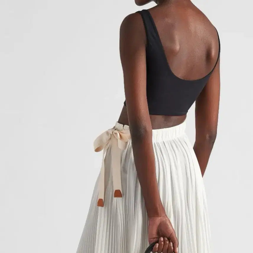 [BUNJANG] Prada White Crepe de Chine Skirt / 새제품 정품 프라다 화이트 스커트 40