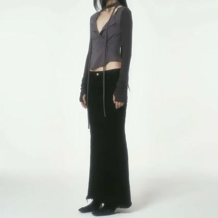 [BUNJANG] Bonne Washed Denim Skirt - Black / (2) 본네 워시드 데님 스커트 블랙 보헤미안서울