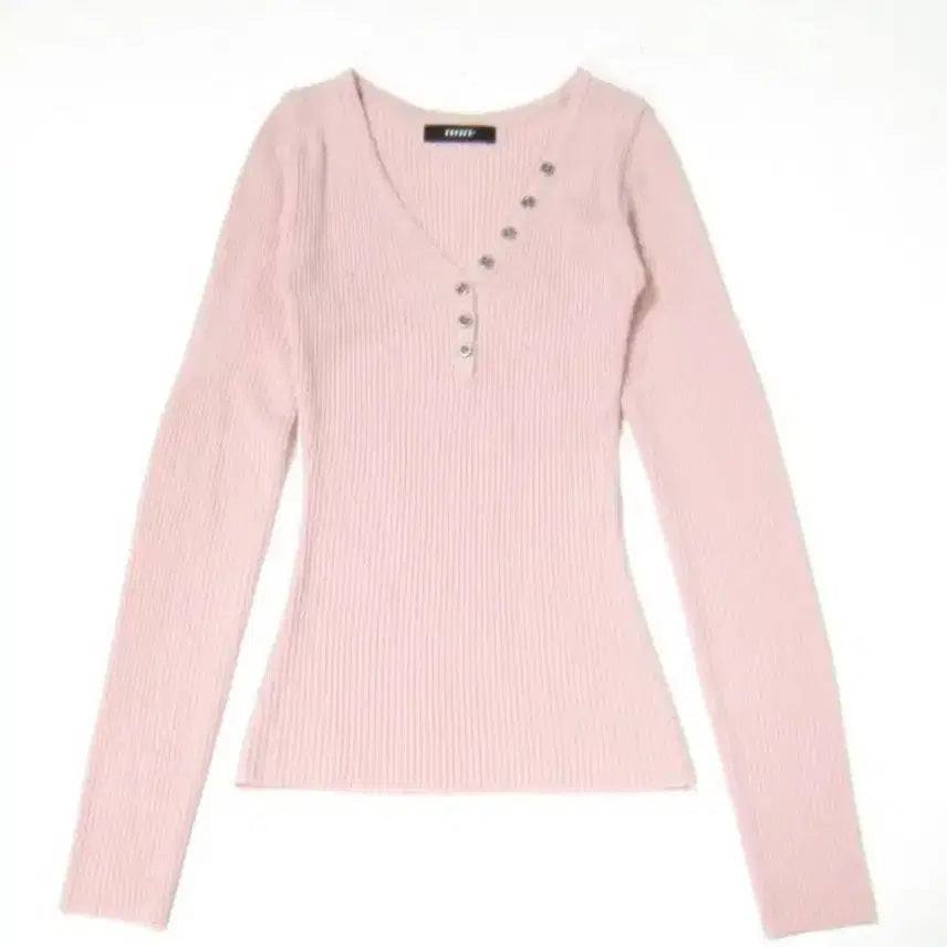 [BUNJANG] MyNine Is Is Strawberry Milk Button Knit Top / 나의나인 이즈이즈 딸기우유 버튼 니트 핑크 골지 브이넥 긴팔 슬리브 갸루