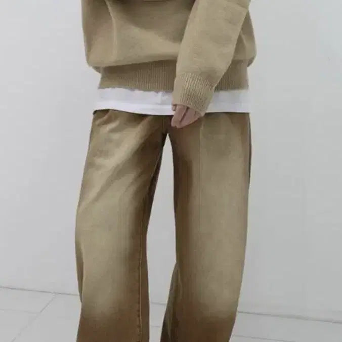 [SOLD OUT] 디스페로 Y2K 스타일 샌드 워싱 핀턱 와이드 데님 팬츠 (브라운/XL)
