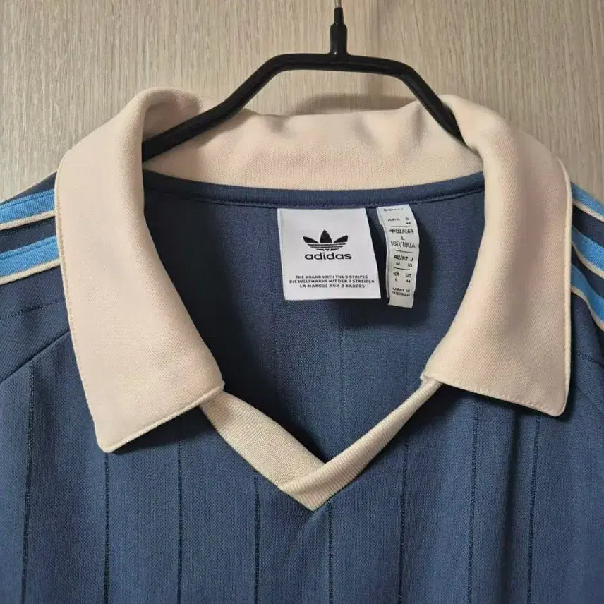 [SOLD OUT] 아디다스 반팔 핀스트라이프 저지 카라티 라지 남성