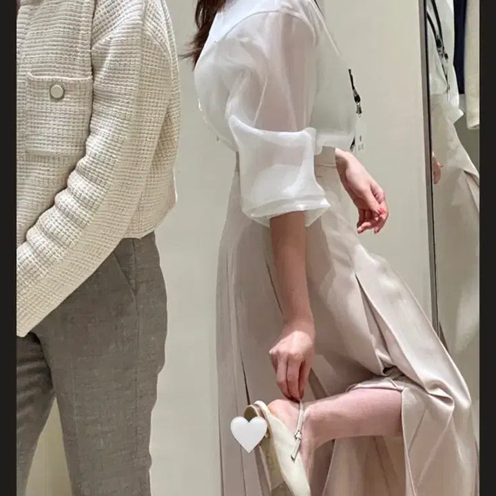 [SOLD OUT] 시에 SIE 리브 시어 블라우스 F 화이트
