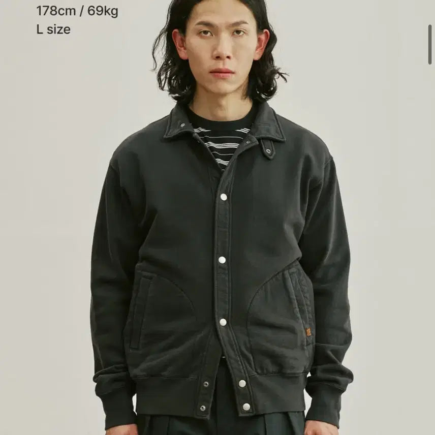 [BUNJANG] Universal Overall Snap Sweat Cardigan Vintage Black XL / [새상품] 유니버셜오버롤 스냅 스웻 가디건 빈티지블랙 XL