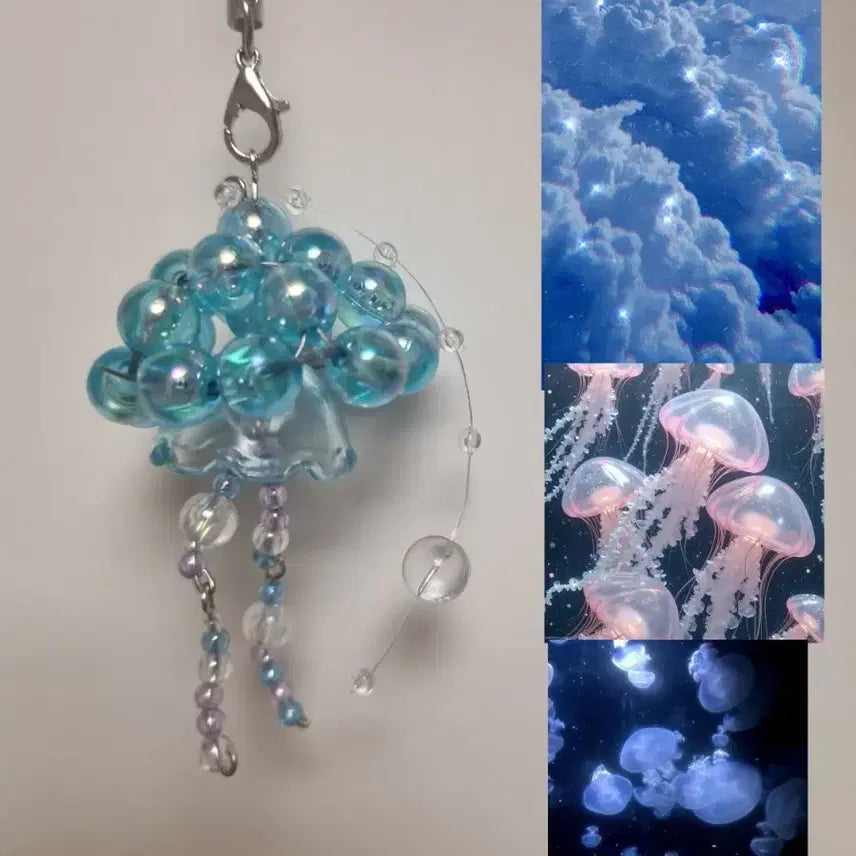 [BUNJANG] Jellyfish Cloud Bead Keychain / 해파리 구름 비즈키링