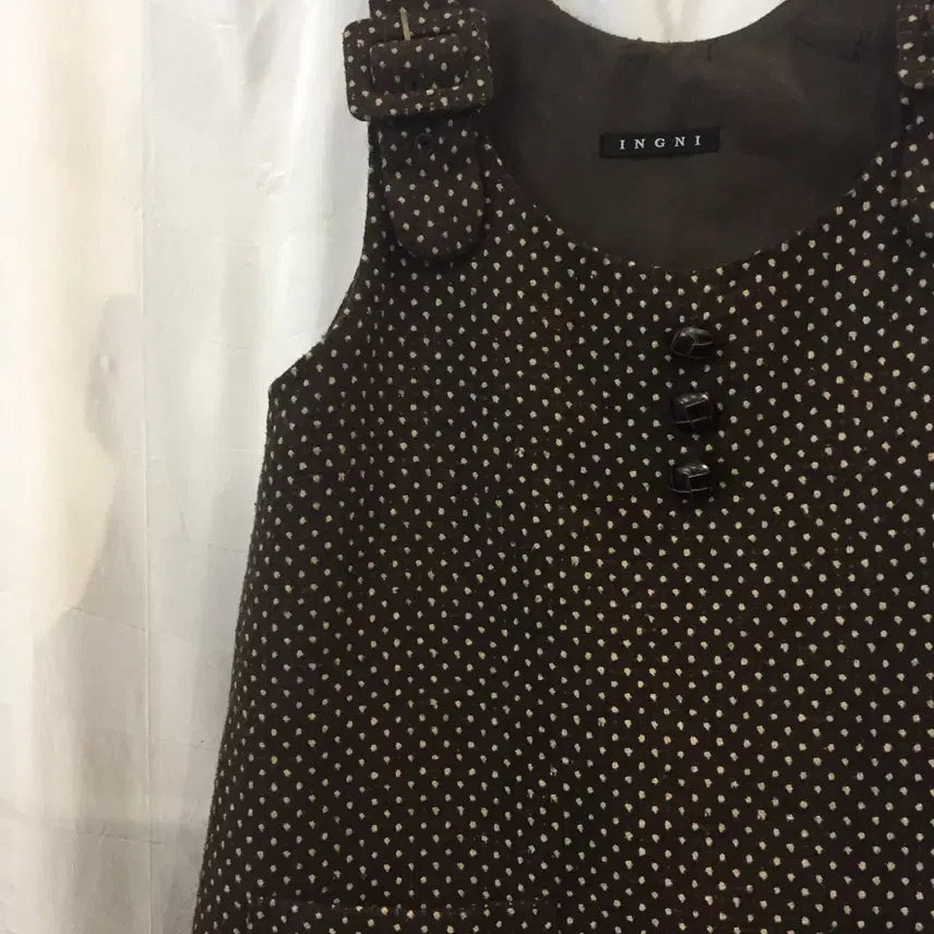 [BUNJANG] Ingni Latte Gyaru Brown Dot Dress / Ingni 잉그니 라떼갸루 하구미 브라운 도트 원피스