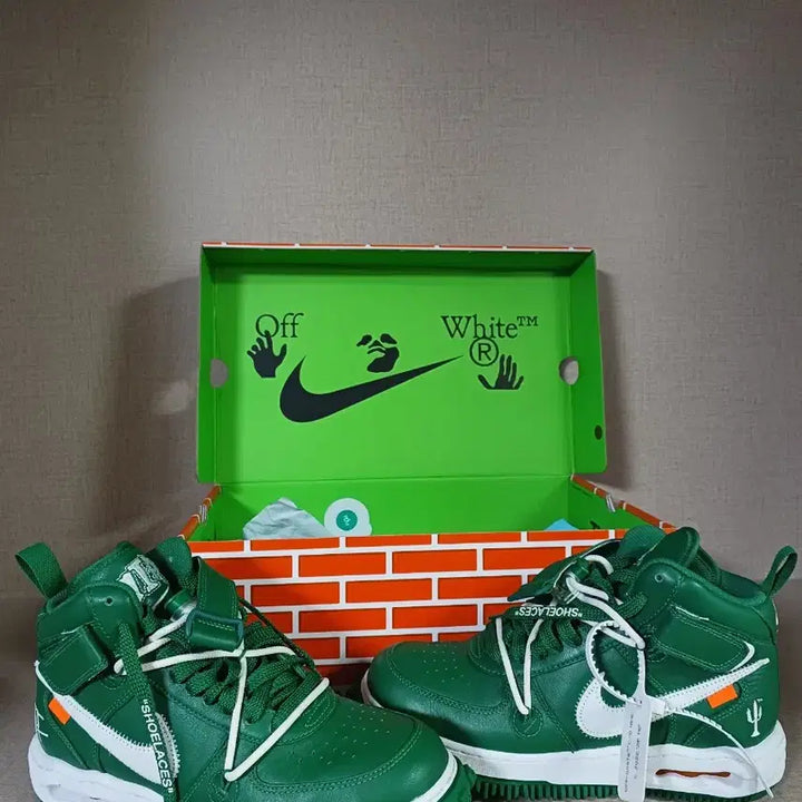 [BUNJANG] Nike Off-White Air Force 1 Mid Green Sneakers / 나이키 x 오프화이트 에어포스1 미드 그린