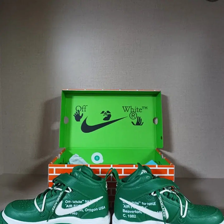 [BUNJANG] Nike Off-White Air Force 1 Mid Green Sneakers / 나이키 x 오프화이트 에어포스1 미드 그린
