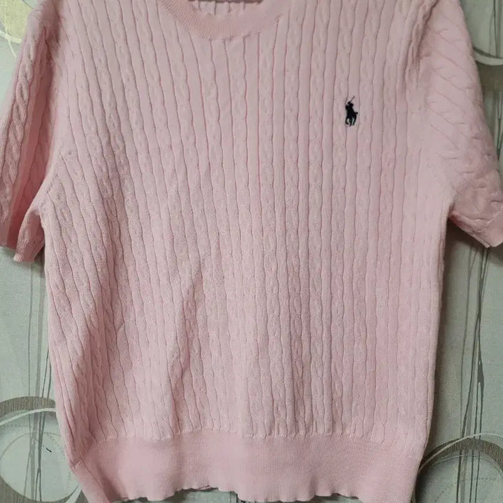 [BUNJANG] Polo Ralph Lauren Pink Cable Knit Short Sleeve Sweater / 폴로 랄프로렌 핑크 케이블 반팔 니트 95~100