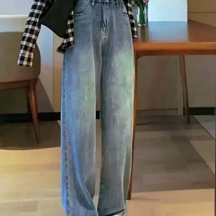 [BUNJANG] Washed Wide Denim Jeans (Size 29-30) / 새상품 워싱 와이드 데님 청바지 29-30