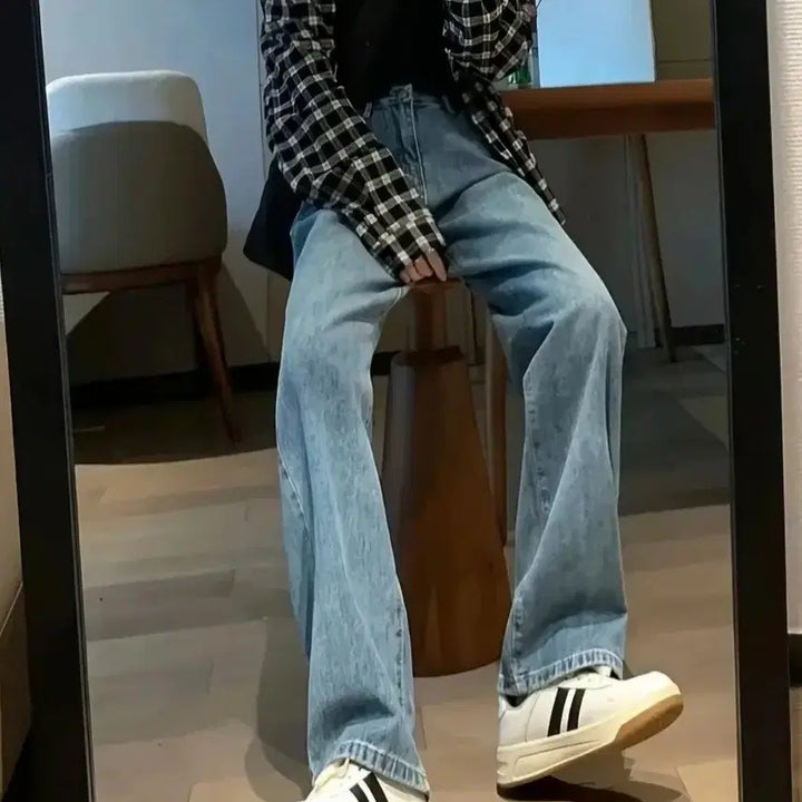 [BUNJANG] Washed Wide Denim Jeans (Size 29-30) / 새상품 워싱 와이드 데님 청바지 29-30