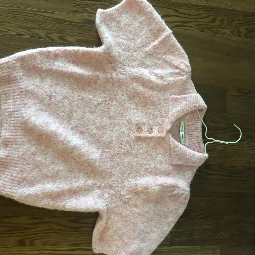 [BUNJANG] Mollismoment Pink Short Sleeve Knit Top / 몰리스모먼트 핑크반팔 프리사이즈