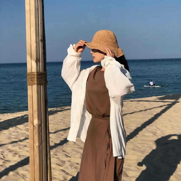 [BUNJANG] Linen White Oversized Shirt / 린넨셔츠 화이트 오버핏셔츠