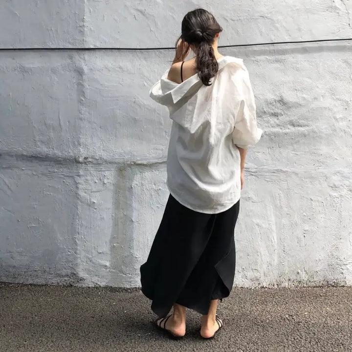 [BUNJANG] Linen White Oversized Shirt / 린넨셔츠 화이트 오버핏셔츠
