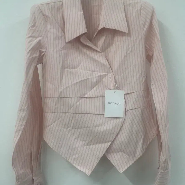 [BUNJANG] merryyon Pink Stripe Shirt / merryyon 핑크 스트라이프 셔츠