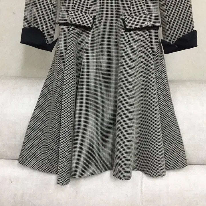 [BUNJANG] MICHAA Houndstooth Check Flare Long Dress / 미샤 MICHAA 하운드투스 체크 플레어 롱원피스