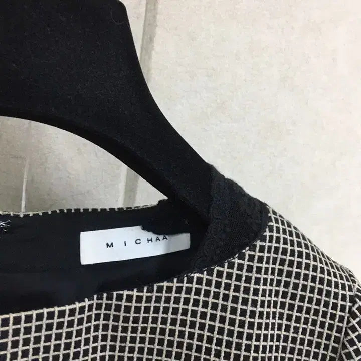 [BUNJANG] MICHAA Houndstooth Check Flare Long Dress / 미샤 MICHAA 하운드투스 체크 플레어 롱원피스