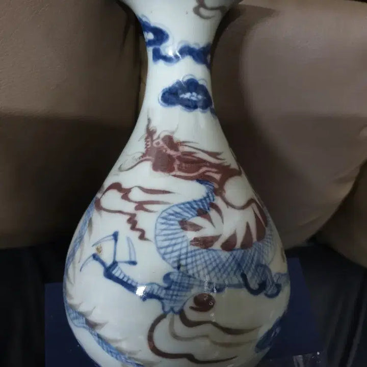 [BUNJANG] Yuan Dynasty Celadon Porcelain Vase / 원대기물/청화유리홍.운용문.